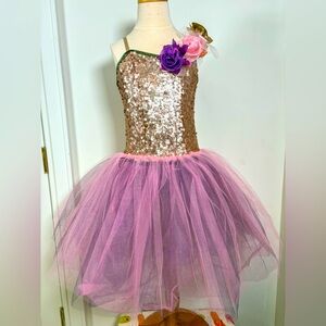 Pink & green ballet tutu dance costume 💖Child size large 🌸💚with surprise gift 💝